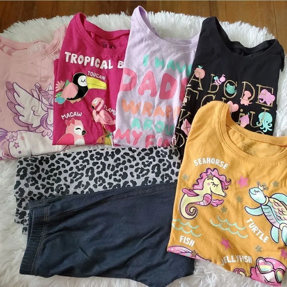 Children's Place Toddler Girl's Pant and Shirt Bundle Size 5T 7 pieces